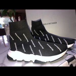Balenciaga Speed Allover Logo Sneaker Socks